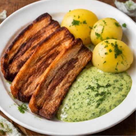 Stegt Flæsk with Parsley Sauce